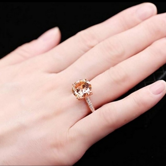 NEW 6CT 18K Rose Gold Huge Morganite Diamond Ring - Picture 3 of 4